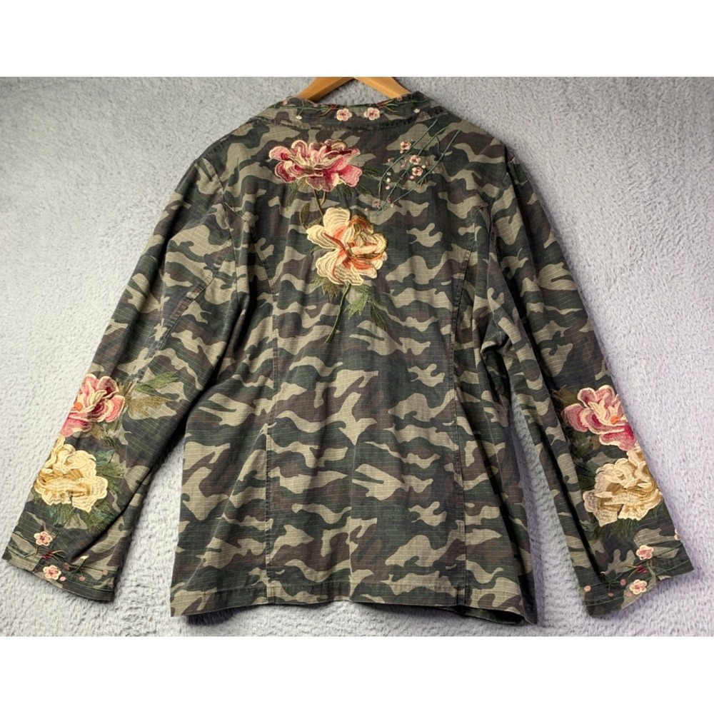 Paparazzi Jacket Womens XLarge Floral Embroidered Camo Button By Biz Enterprises - Picture 5 of 8